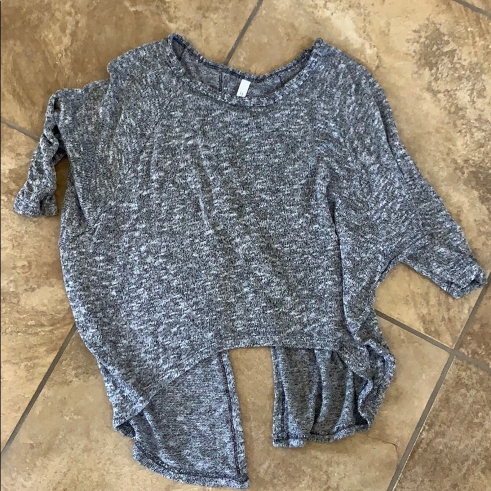 Grey patterned sweater with button back
